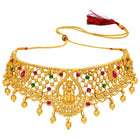 Peora Divine Temple Necklace Set- Gold