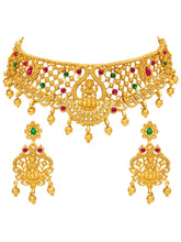 Peora Divine Temple Necklace Set- Gold