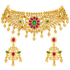 Peora Floral Radiance Necklace Set - Gold