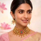 Peora Floral Radiance Necklace Set - Gold