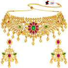 Peora Floral Radiance Necklace Set - Gold