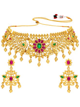 Peora Floral Radiance Necklace Set - Gold
