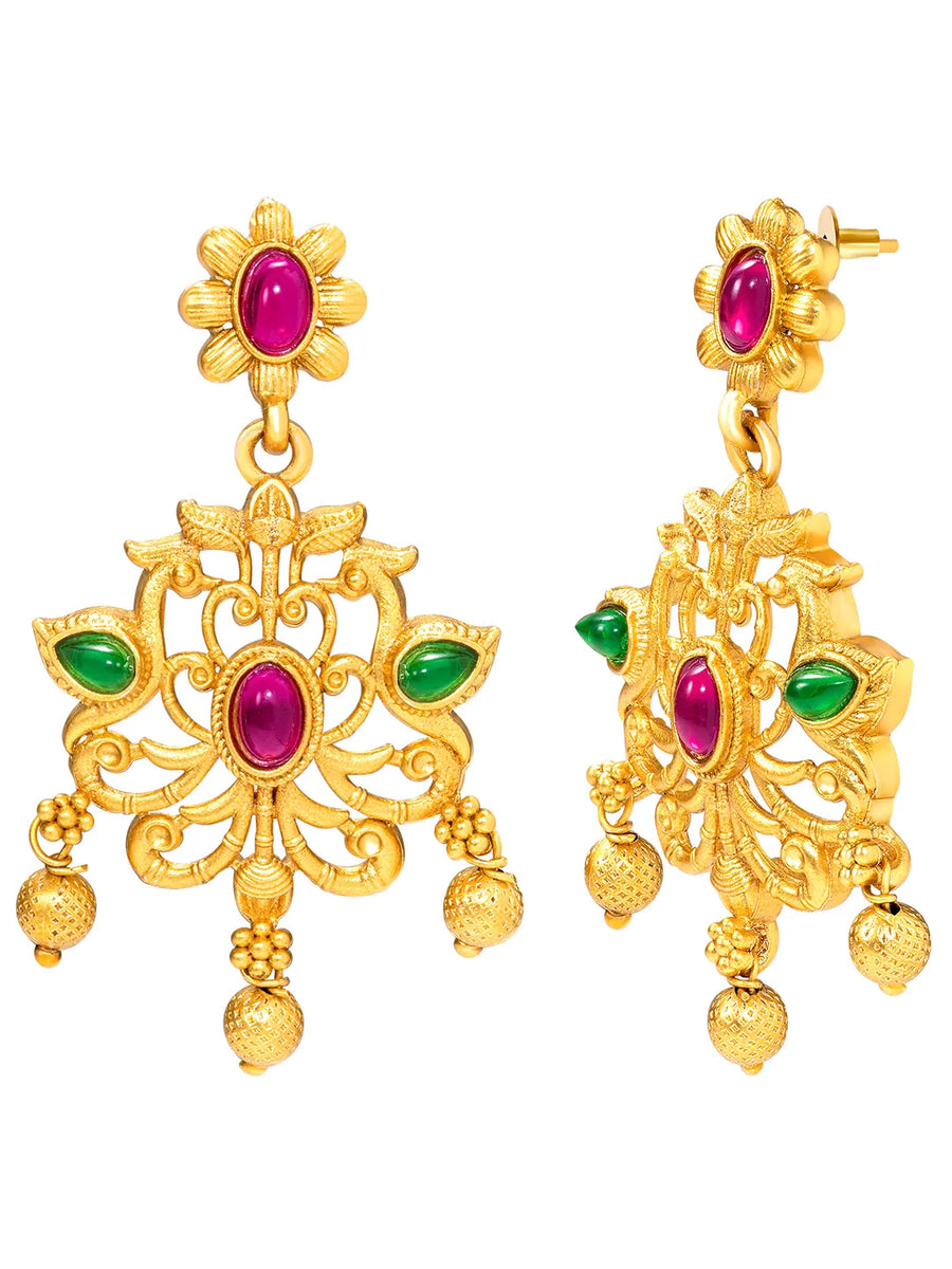Peora Floral Radiance Necklace Set - Gold