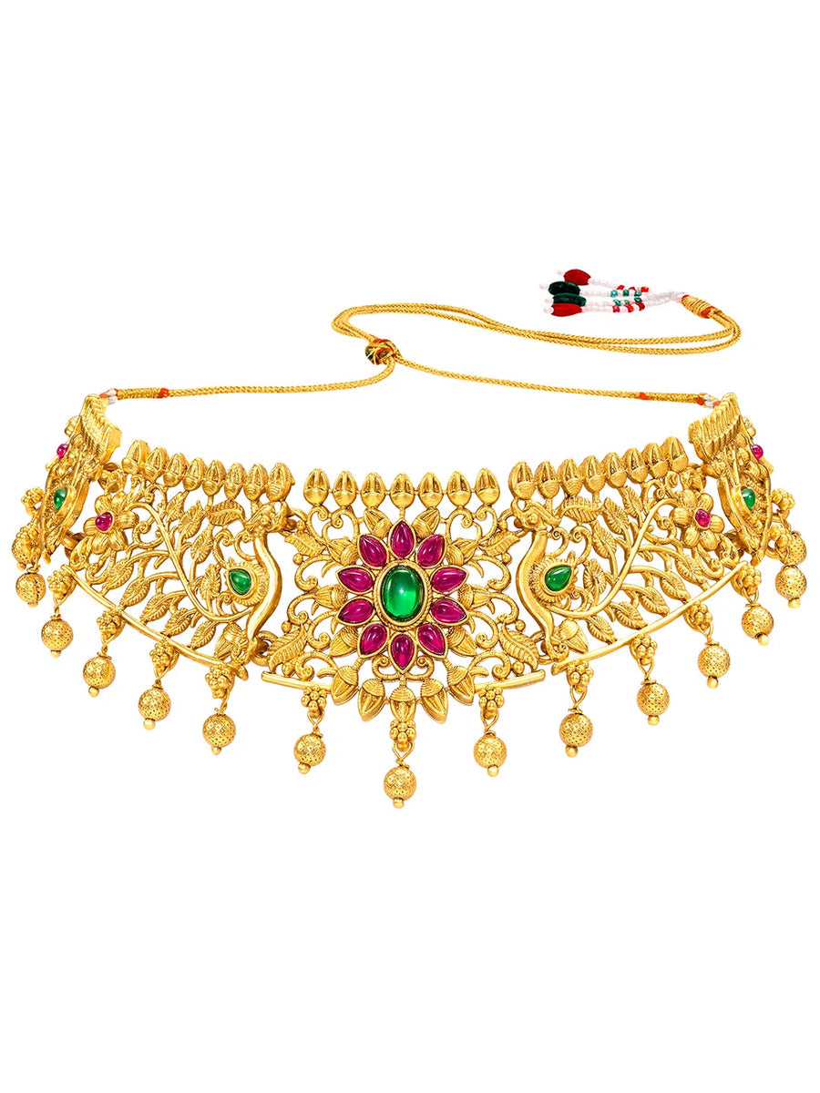 Peora Floral Radiance Necklace Set - Gold