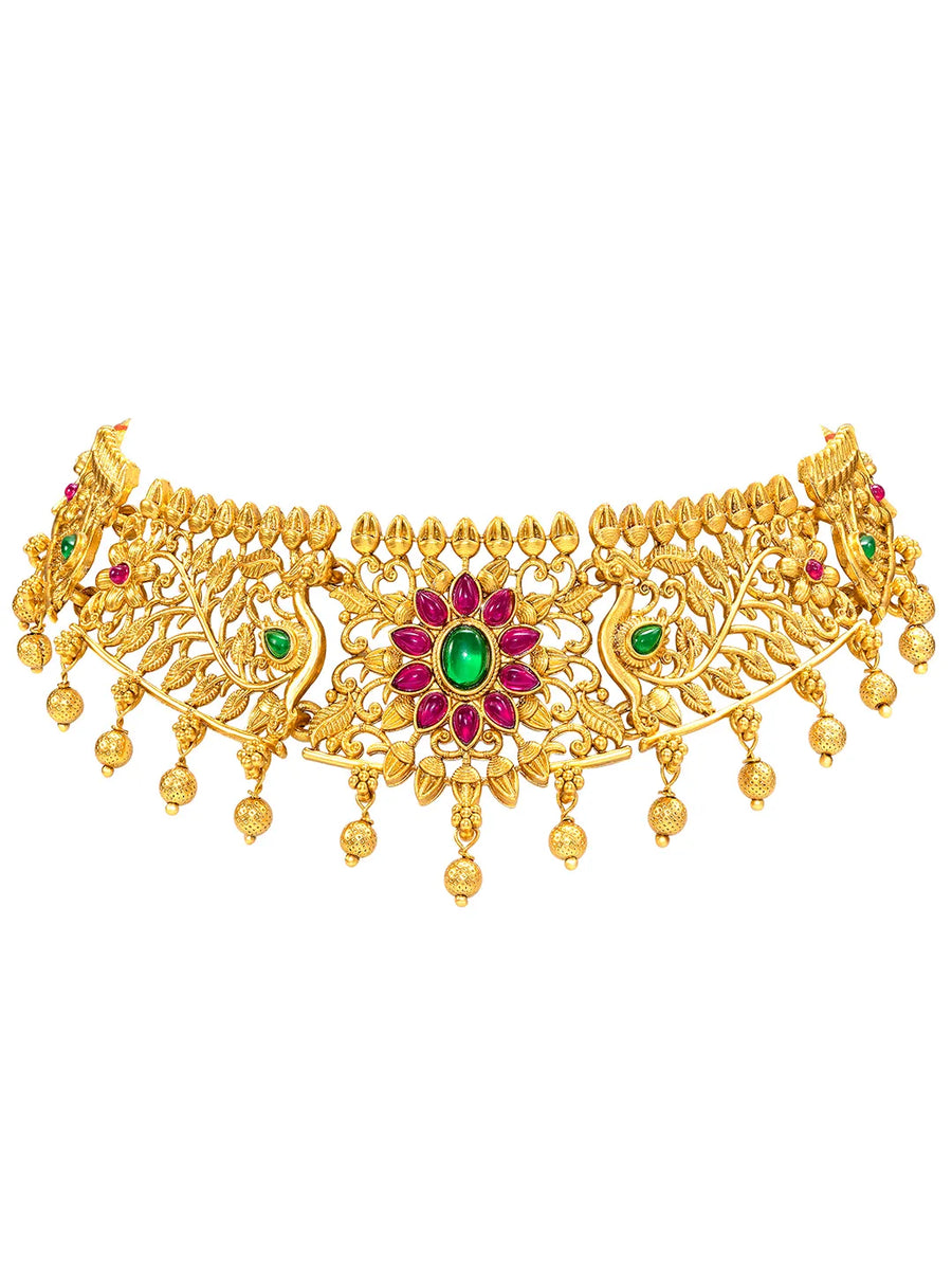 Peora Floral Radiance Necklace Set - Gold