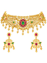 Peora Floral Radiance Necklace Set - Gold