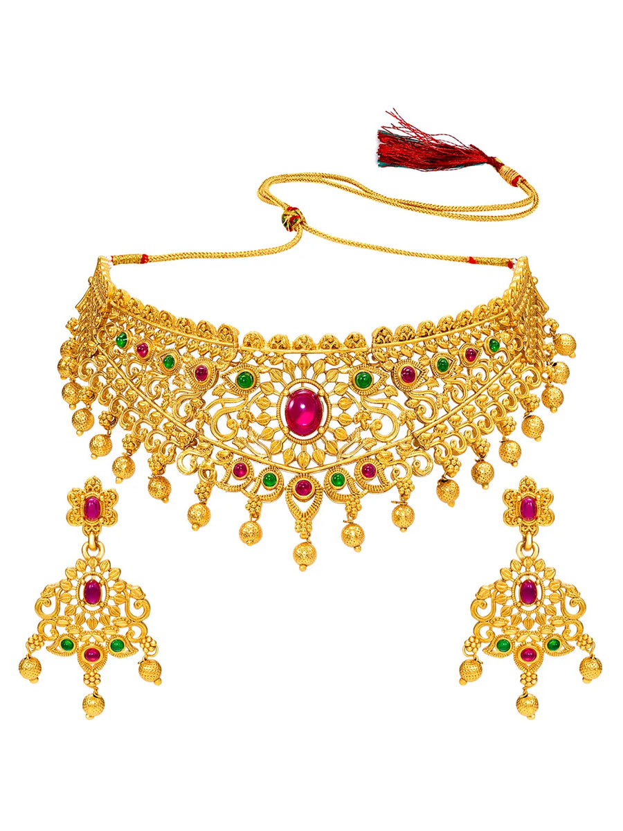 Peora Heritage Bridal Necklace Set - Gold
