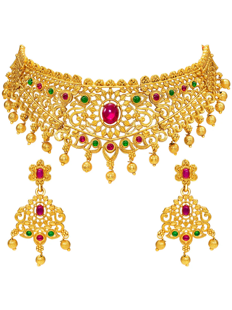 Peora Heritage Bridal Necklace Set - Gold