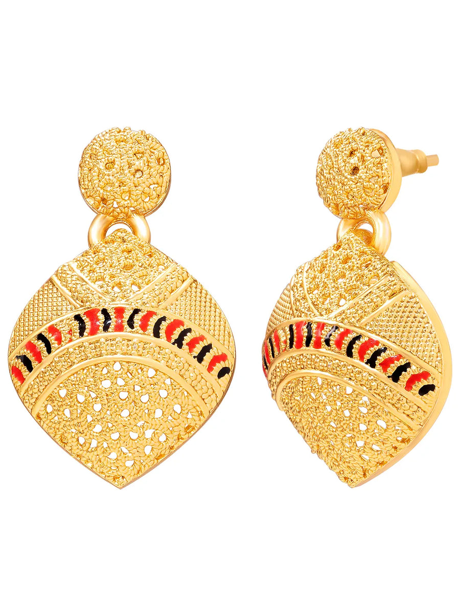 Peora Petal Grace Pendent Necklace Set - Gold