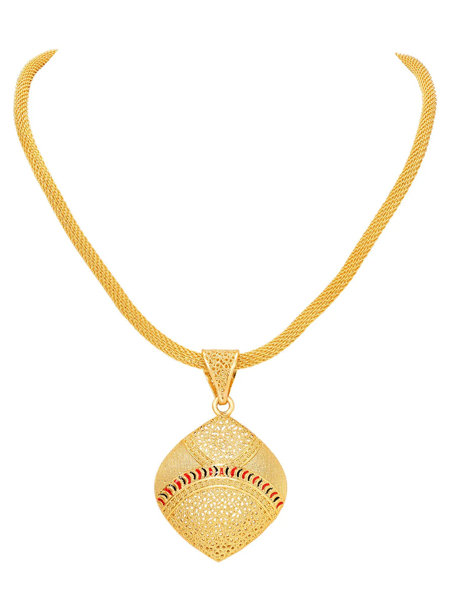 Peora Petal Grace Pendent Necklace Set - Gold