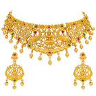 Peora Royal Lakshmi Temple Necklace Set - Gold