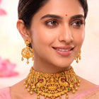 Peora Royal Lakshmi Temple Necklace Set - Gold