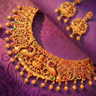 Peora Royal Lakshmi Temple Necklace Set - Gold