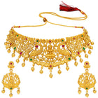 Peora Royal Lakshmi Temple Necklace Set - Gold