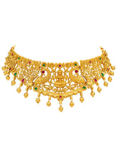 Peora Royal Lakshmi Temple Necklace Set - Gold