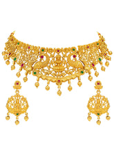 Peora Royal Lakshmi Temple Necklace Set - Gold