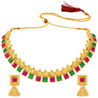 Peora Square Stone Necklace Set - Gold