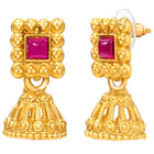 Peora Square Stone Necklace Set - Gold