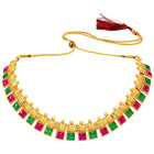 Peora Square Stone Necklace Set - Gold