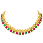 Peora Square Stone Necklace Set - Gold
