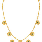 Peora Traditional Floral Green Necklace Set - Gold