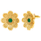 Peora Traditional Floral Green Necklace Set - Gold