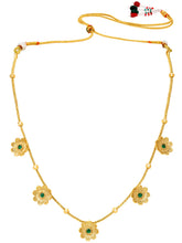 Peora Traditional Floral Green Necklace Set - Gold