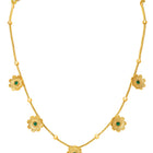 Peora Traditional Floral Green Necklace Set - Gold