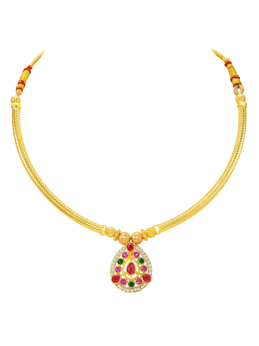 Peora Ruby Charm Teardrop Necklace - Gold
