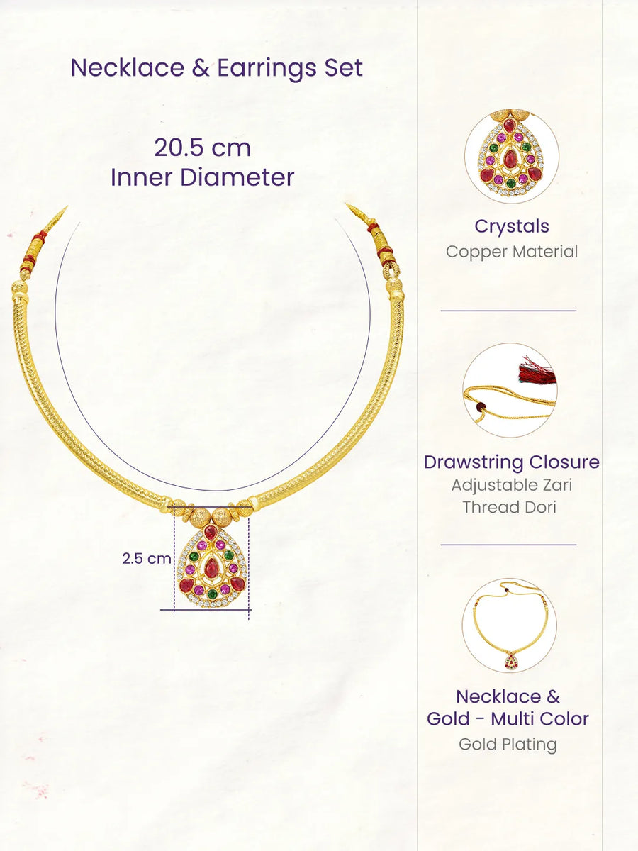 Peora Ruby Charm Teardrop Necklace - Gold