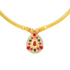 Peora Ruby Charm Teardrop Necklace - Gold