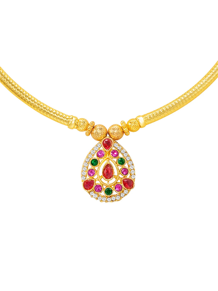 Peora Ruby Charm Teardrop Necklace - Gold