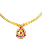 Peora Ruby Charm Teardrop Necklace - Gold