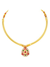 Peora Ruby Charm Teardrop Necklace - Gold