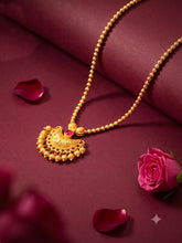 Peora Ruby Charm Regal Necklace - Gold