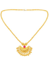 Peora Ruby Charm Regal Necklace - Gold