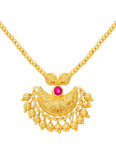 Peora Ruby Charm Regal Necklace - Gold