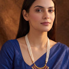 Gold Plated Pearl Ruby Necklace for Women