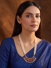Gold Plated Pearl Ruby Necklace for Women