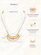 Gold Plated Pearl Ruby Necklace for Women