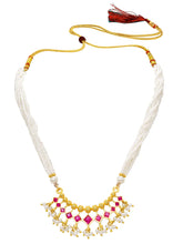 Gold Plated Pearl Ruby Necklace for Women