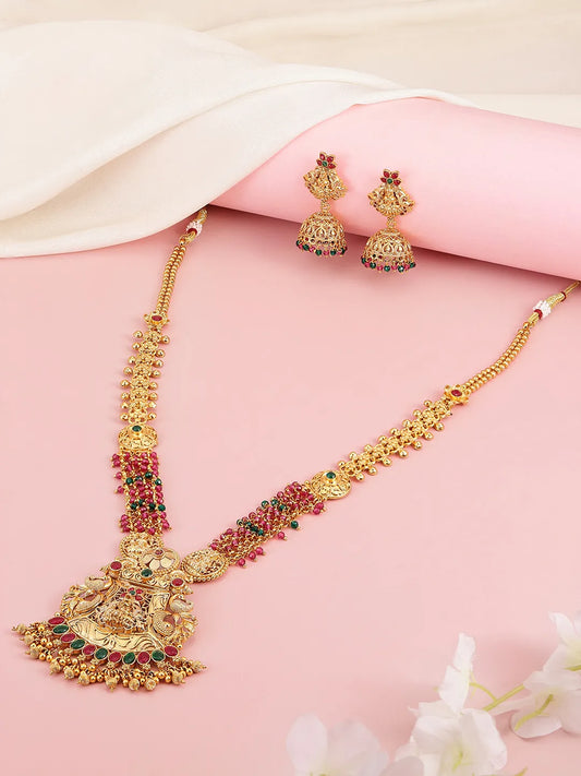Peora Maharani Lakshmi Haram Set - Gold