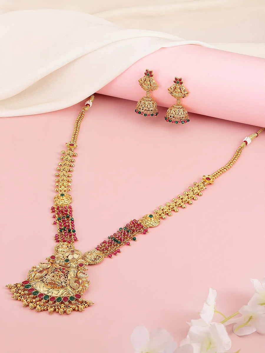 Peora Maharani Lakshmi Haram Set - Gold