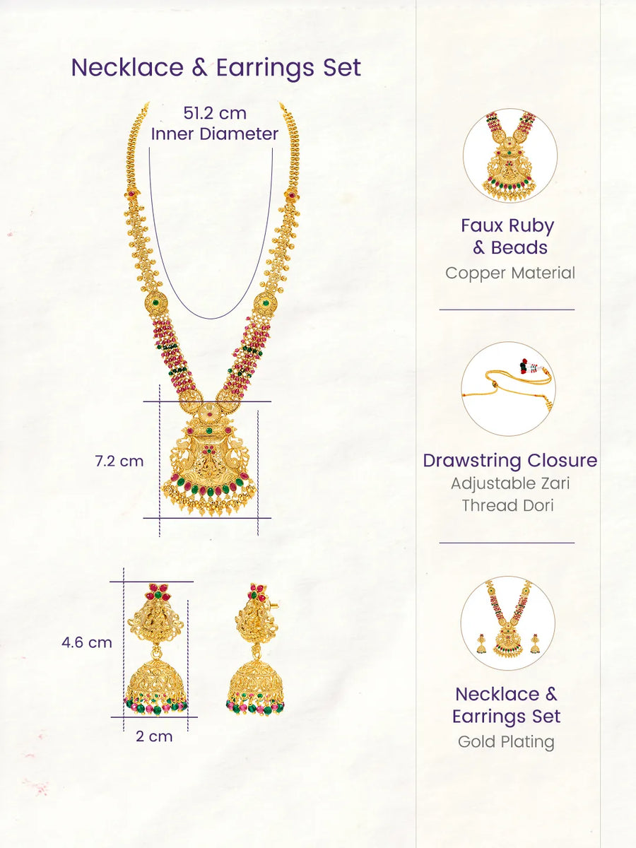 Peora Maharani Lakshmi Haram Set - Gold