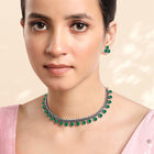 Minimal Aura Oxidized Necklace Set - Silver - Green