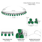 Minimal Aura Oxidized Necklace Set - Silver - Green