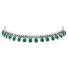 Minimal Aura Oxidized Necklace Set - Silver - Green