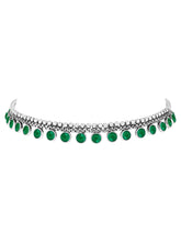 Minimal Aura Oxidized Necklace Set - Silver - Green