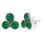 Minimal Aura Oxidized Necklace Set - Silver - Green