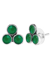 Minimal Aura Oxidized Necklace Set - Silver - Green